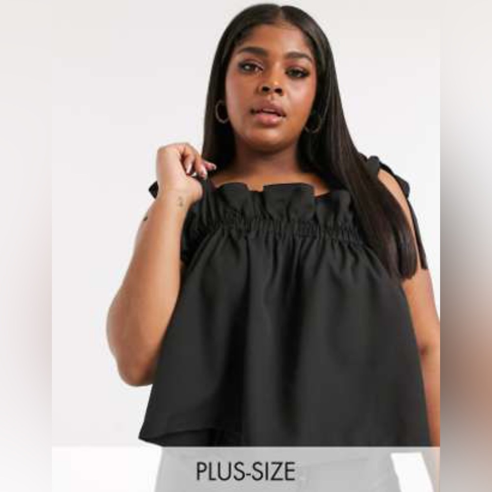 Lorna Lux Black Shoulder Tie Women's Cropped Top